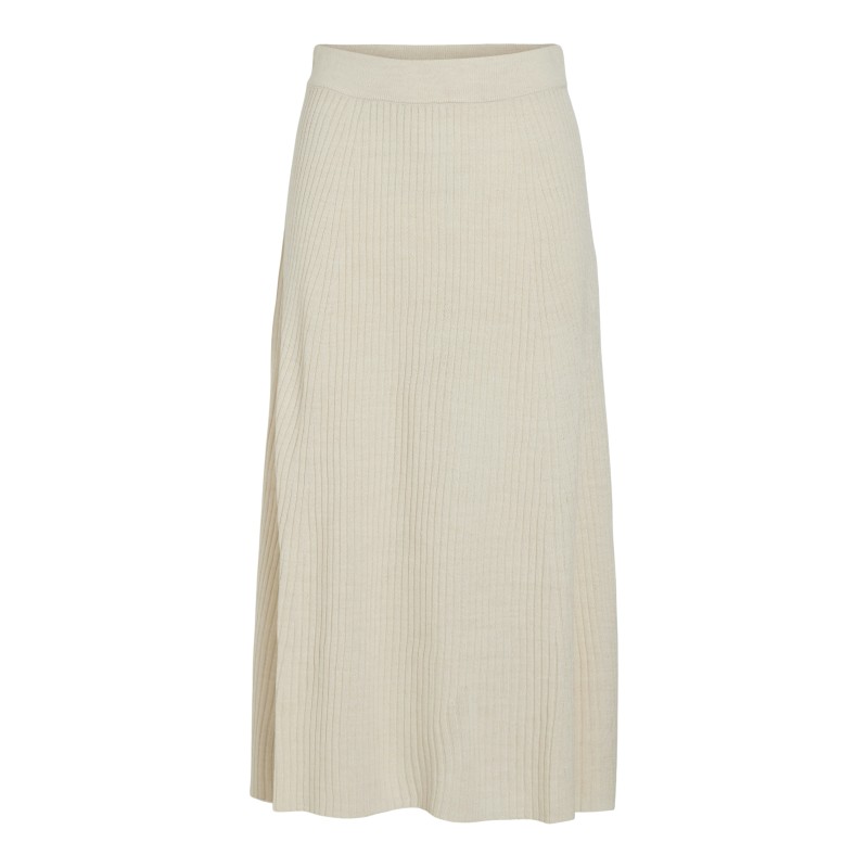 Violina A-Shape Rib Knit Skirt - Creme