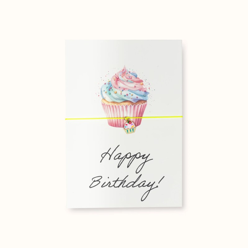 Armband-Karte: Happy Birthday Cupcake