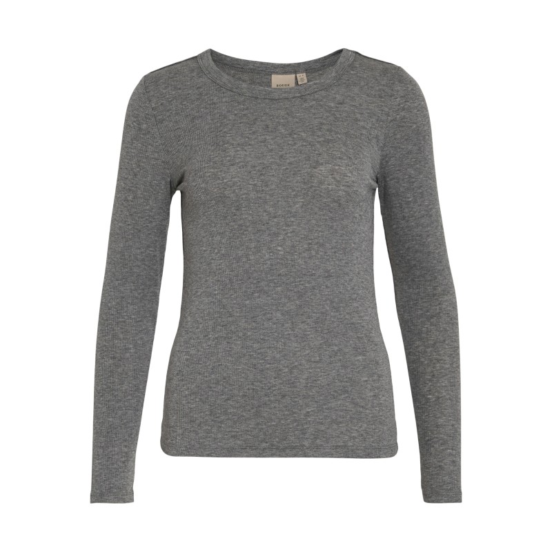 Vically Rib LS O-Neck - Grey