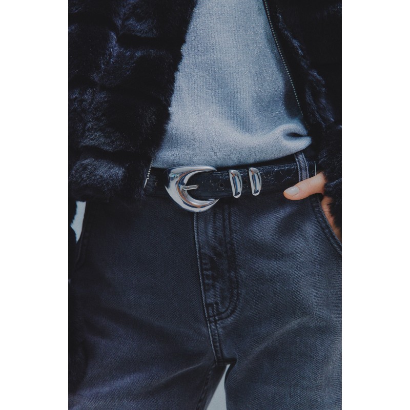 Vikristina Leather Jeans Belt - Black