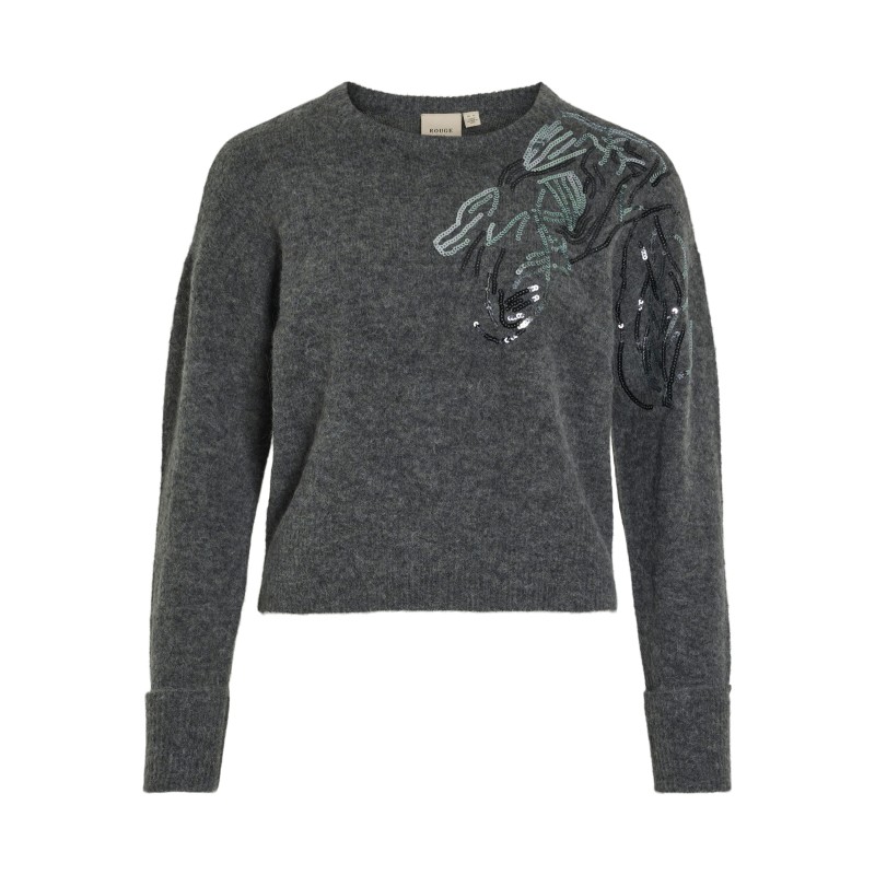 Vialma Pullover mit aufwendiger Stickerei - Dark Grey