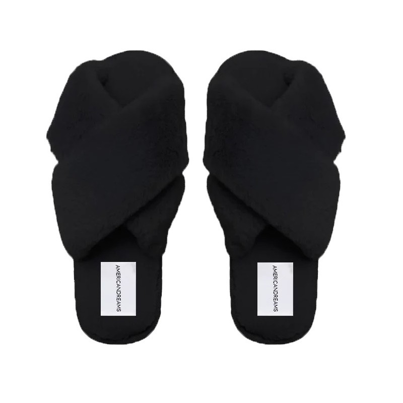 Lou Faux Fur Slippers - Schwarz